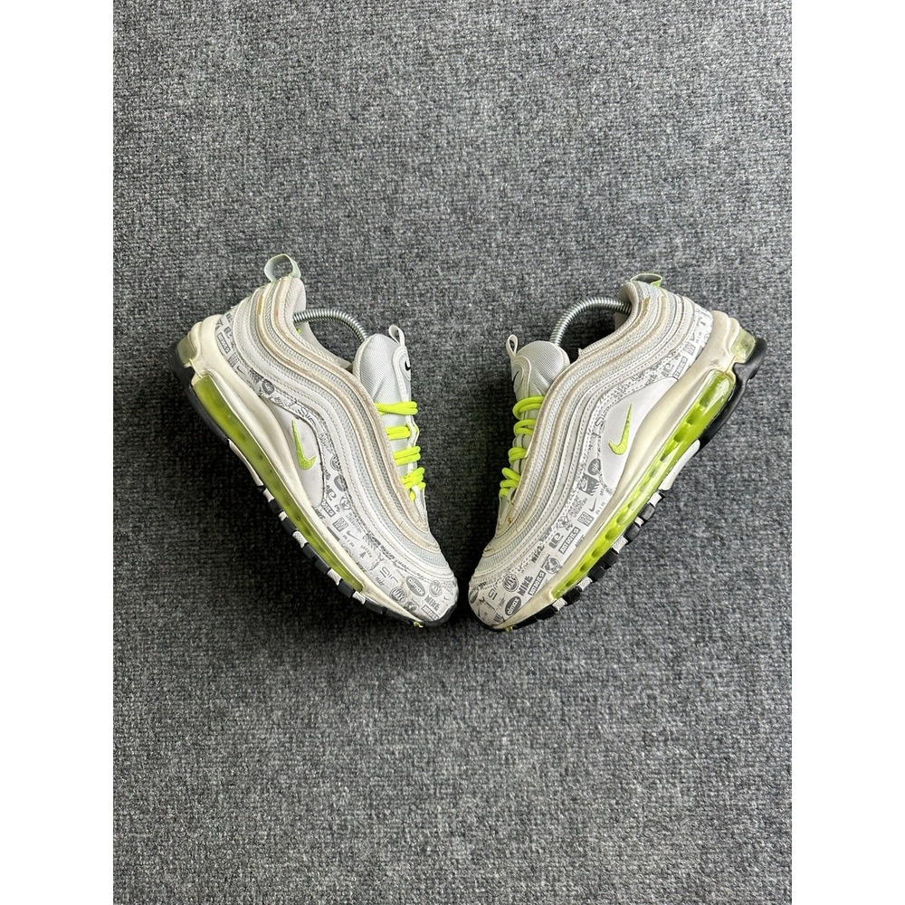 Mens Nike Air Max 97 SE Reflective Logo White Volt Sneakers, Size 8